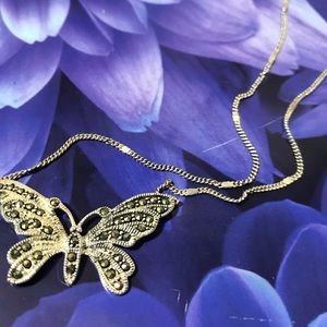 Butterfly Marcasite 925 sterling silver Necklace